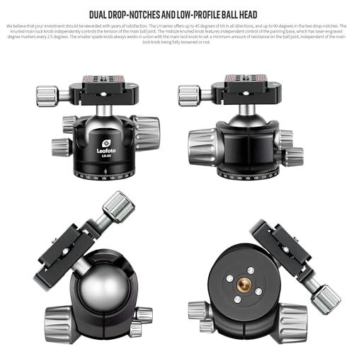 61.7" Compact Carbon Fiber Camera Tripod Ball Head LS (LS-364CX+LH-40:Maxload 25kg-4 Sections)