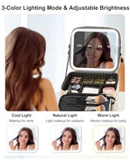 Travel Makeup Bag With LED Mirror (01-Plaid / 1-Small)