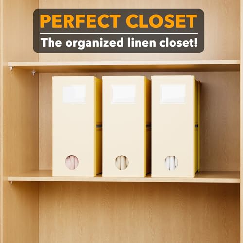 3 Pack Bed Sheet Organizers and Storage (3 Pack / Beige)