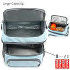 Double Layer Cooler Insulated Lunch Bag Adult Lunch Box Large Tote Bag for Men (Light Sky Blue)