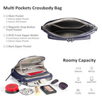 Genuine Leather Crossbody Bags for Women Travel Wallet Purse Navy (Navy Blue)