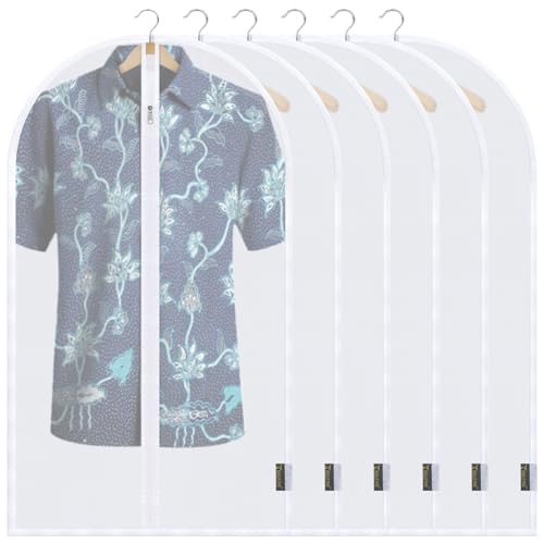 6PK Garment Bags for Hanging Clothes (40" 6PK / White-Translucent)