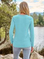 Long Sleeve Shirts for Women Casual Crewneck Tops Basic Tees (X-Large / 01lakegreen)