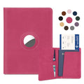 Airtag Passport Holder for Women Men Travel (Rose Red / For Airtag(with Airtag Slot))