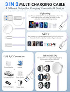 1Pack Travel Essentials for Apple Watch Charger (Purple / 1Pack-5 FT)