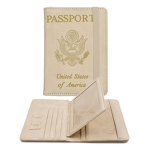 Rfid Passport Holder for Travel women (Beige)