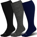 Plus Size Compression Socks for Women & Men Wide Calf 15 (5X-Large / 3 Pairs-black/Grey/Blue)
