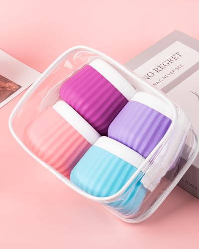 4 Pack Travel Size Silicone Jars (3 oz / Bright Colors)