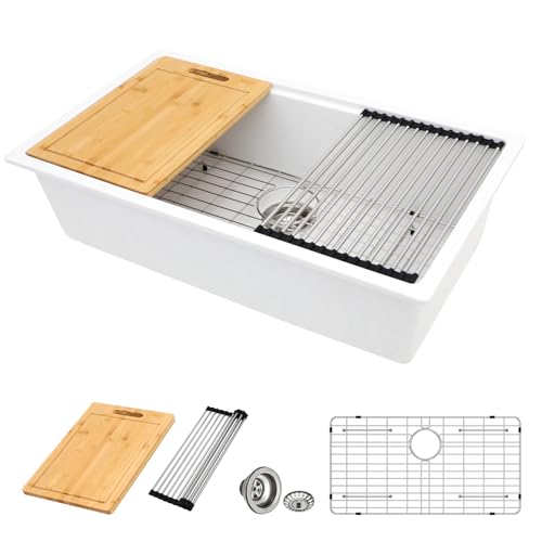 32x19 Granite Composite Kitchen Sink (White / 32''x19'')