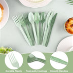 360 Pieces Gradient Sage Green Plastic Cutlery Set (Gradient Sage Green)