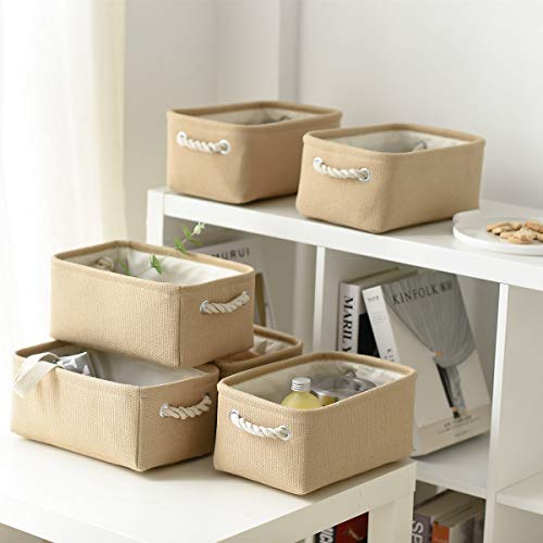 Storage Basket for Organizing (Beige / 6PCS/Small -11.8Lx7.9Wx5.2H)