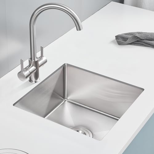 15×15 Inch Undermount Kitchen Bar Sink (L 15"×W 15"×H 8" / Brushed)