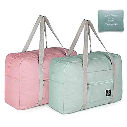 Foldable Travel Duffel Bag (2Pack -Pink Blue)