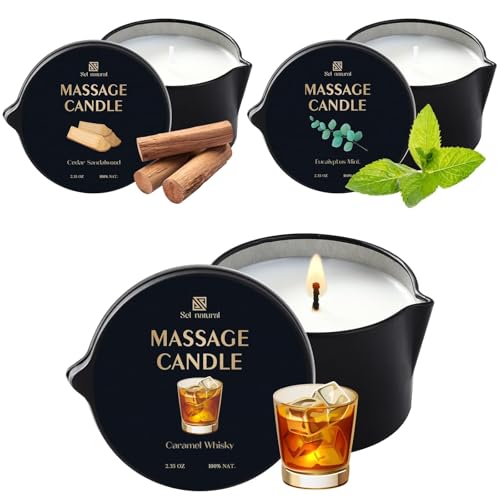 3 Pack Massage Oil Candles 2.35oz Low Temp Massage Candle Valentines Gifts (2.35 oz)