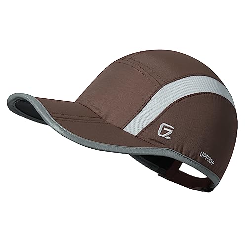 Baseball Cap Nylon Running Cap Outdoor Sports Hat for Men Women Adjustable Quick Drying Reflective Foldable UPF50+ Breath Mesh Water Repellency Race Performance Lightweight Coffee Brown (6 7/8-7 1/2 / Coffee Brown)