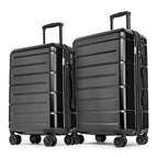 Luggage Sets 2 Piece Suitcase Set Hardshell 20 inch (Black / 2-Piece Set (20/24))