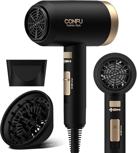 Hair Dryer CONFU Blow Dryer with Diffuser (Black)