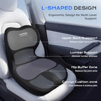 Upgraded] Car Seat Cushion and Lumbar Support Pillow One Piece (Black)