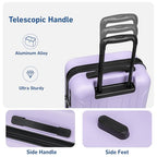 24 Inch Medium Luggage Checked TSA Approved Suitcase (Light Purple / 24" Checked)