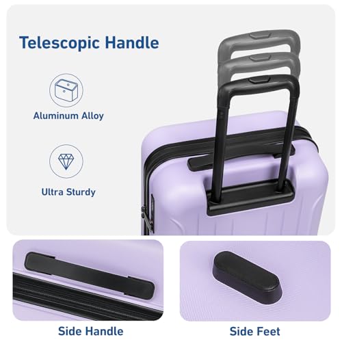 24 Inch Medium Luggage Checked TSA Approved Suitcase (Light Purple / 24" Checked)
