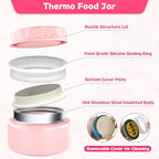 Lunch Box Kids with Thermo Insulated Lunch Bag for School (Pink)
