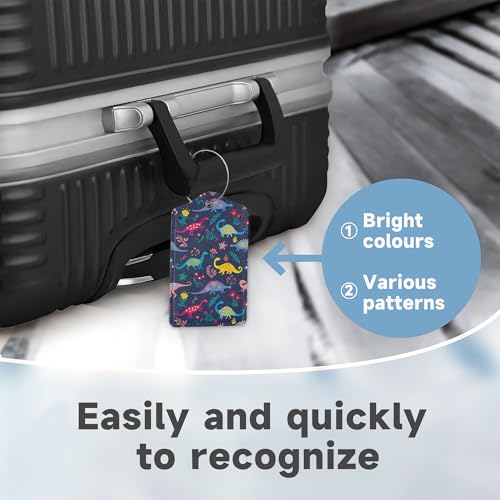 Set of 2 Luggage Tags for Suitcases (Cute Cartoon Dinosaur)