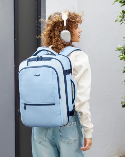 Travel Backpack for Women & Men (Blue-light Blue / 18 Inch - 4 Pcs)