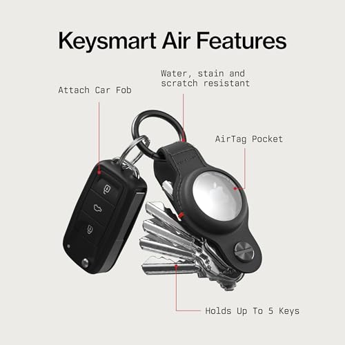 KeySmart Air AirTag Keychain Key Holder (Vegan Leather (2 Pack))