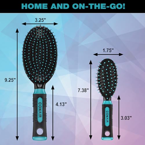 Hairbrush Hair Brush (Black/Teal / Nylon Oval Cushion Brush (Pack of 1))