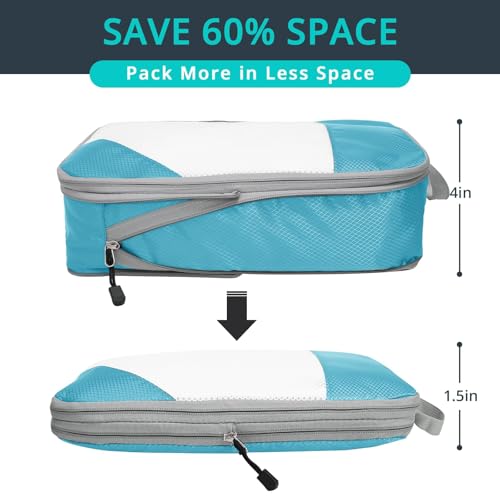 9 Set Compression Packing Cubes for Travel (Teal / 9 pcs)