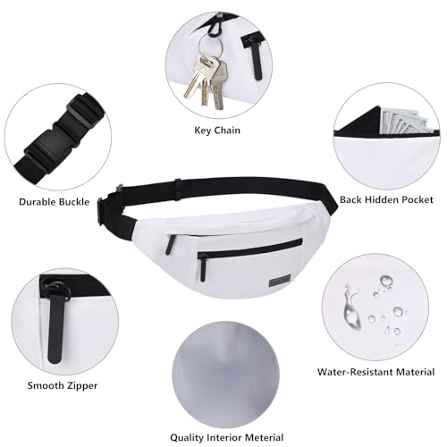 Large White Crossbody Bags for Women Fanny Pack with 4 (Top Zip White / Large)