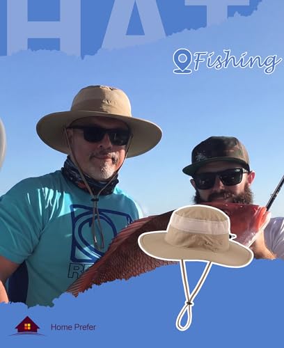 UPF50+ Mens Sun Hat Wide Brim Sun Protection Hat for Men Women Summer Hat Light Weight Breathable Beach Bucket Hat for Garden Fishing Hiking Camping Dark Khaki (One Size / Dark Khaki)