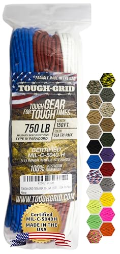 750 Paracord 100% Nylon (Tri Color / 150 Ft.)