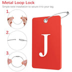 2 Pack Initial Luggage Tags for Suitcases Airplane Travel Essentials (Large J / Red)