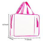 2Pcs Crystal Clear PVC Travel Toiletry Bag Kit for Women Men (2pcs Hot Pink-Large / 2pcs Large)