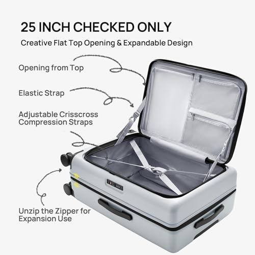 Medium Checked Luggage Flat Top Opening (06-Charcoal Coconut Milk / Checked 25-Inch (Top Opening, 72L))
