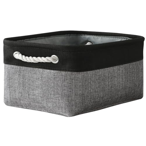 Storage Basket for Organizing (Black&Grey / Medium -13.8Lx9.8Wx6.7H)