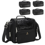 Makeup Brush Bag Extra Large Makeup Brush Case with 4 small bags Professional Makeup Artist Brush Holder Stand Up Organizer for Travel with Adjustable Dividers and Shoulder Strap (Black with 4 Makeup Bags)
