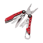 10-in-1 Stainless Steel Multitool for Hiking and Survival Gear with Needlenose Pliers, Wire Cutter, Saw, Safety Lock, Nylon Sheath, Red (10-in-1 / Red)