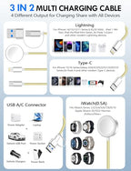 1Pack Travel Essentials for Apple Watch Charger (Yellow / 1Pack-4FT)