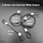 1/8"(3mm) Wire Diam Stainless Steel Cable Eyelets Loops Short Rope Lanyard Safety Tether Chain Lock with Vinyl Coated Cover, 20Pcs 6" Long Red (6 inches - 20 Pcs / Red-A)