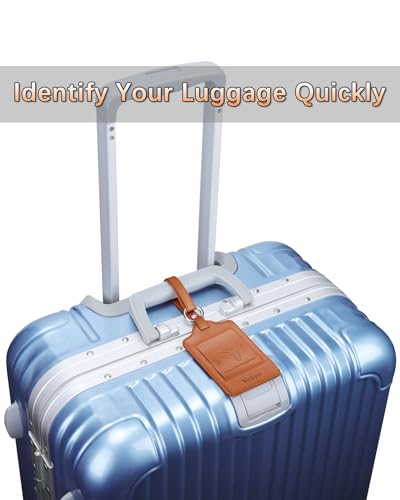 Leather Luggage Tags for Suitcases (Brown)