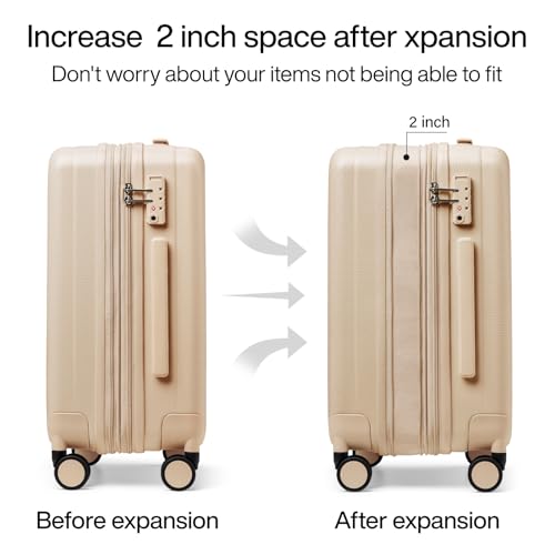29 Inch Expandable Large Checked Luggage with 8 Spinner Wheels (29 Inch EXT / Cuba Sand)