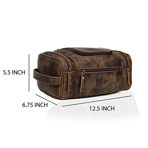 Leather Toiletry Bag for Men (BROWN / Men's Toiletry Bag)