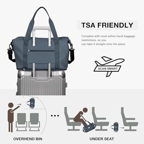 Travel Duffle Bag Carry On Weekender 18x14x8 Gym Work Bags for Women Men (A14-JewelBlue-expandable / Large)