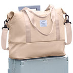 Travel Duffel Bag Carry On Overnight Weekender Bags for Women Hospital Tote (A117-beige-expandable / X-large)