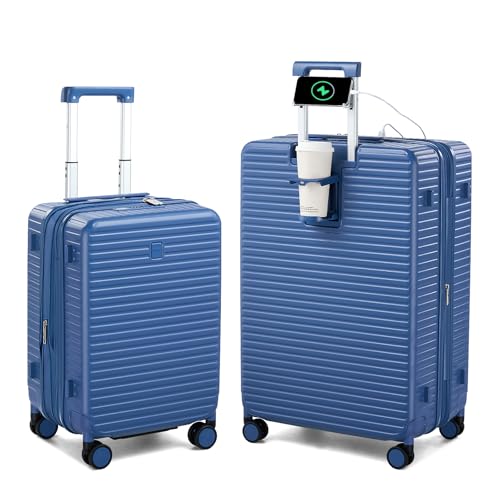 20" 28" Expandable Hardside Luggage Sets 2 Piece (Interstellar Blue / Expandable 2-Piece Set(20/28))