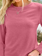 Long Sleeve Shirts for Women Casual Crewneck Tops Basic Tees (XX-Large / 01hotpink)