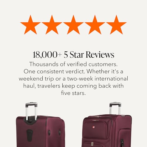Sion Softside Expandable Spinner Luggage Durable Lightweight Travel Suitcase (Checked-Large / Merlot)