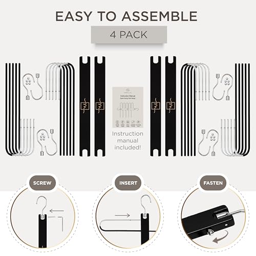 Pants Hangers Space Saving (Black / 4 Pack)